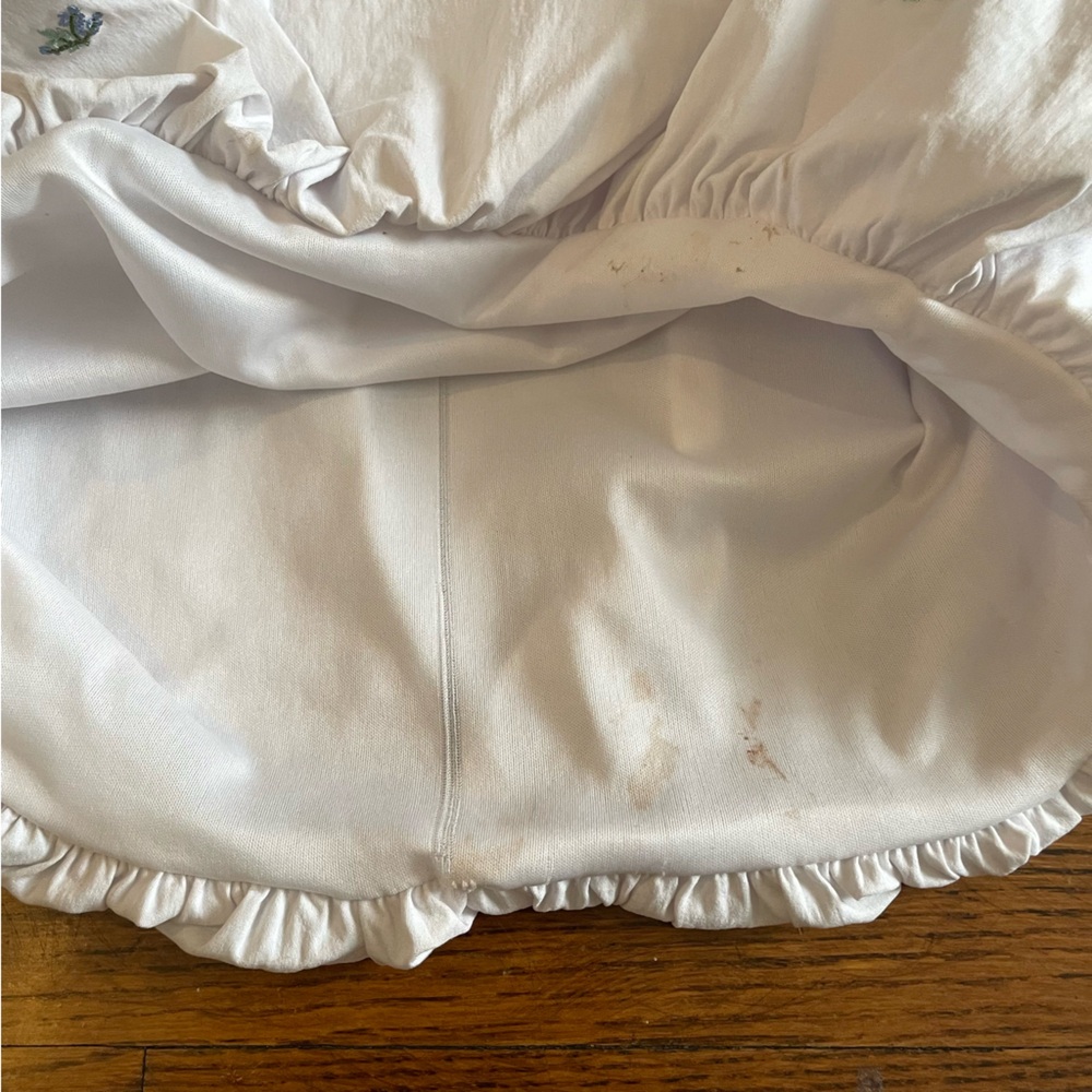 Rachel Zoe White Floral Print Smocked Babydoll Bubble Skirt Dress - Picture 6 of 6
